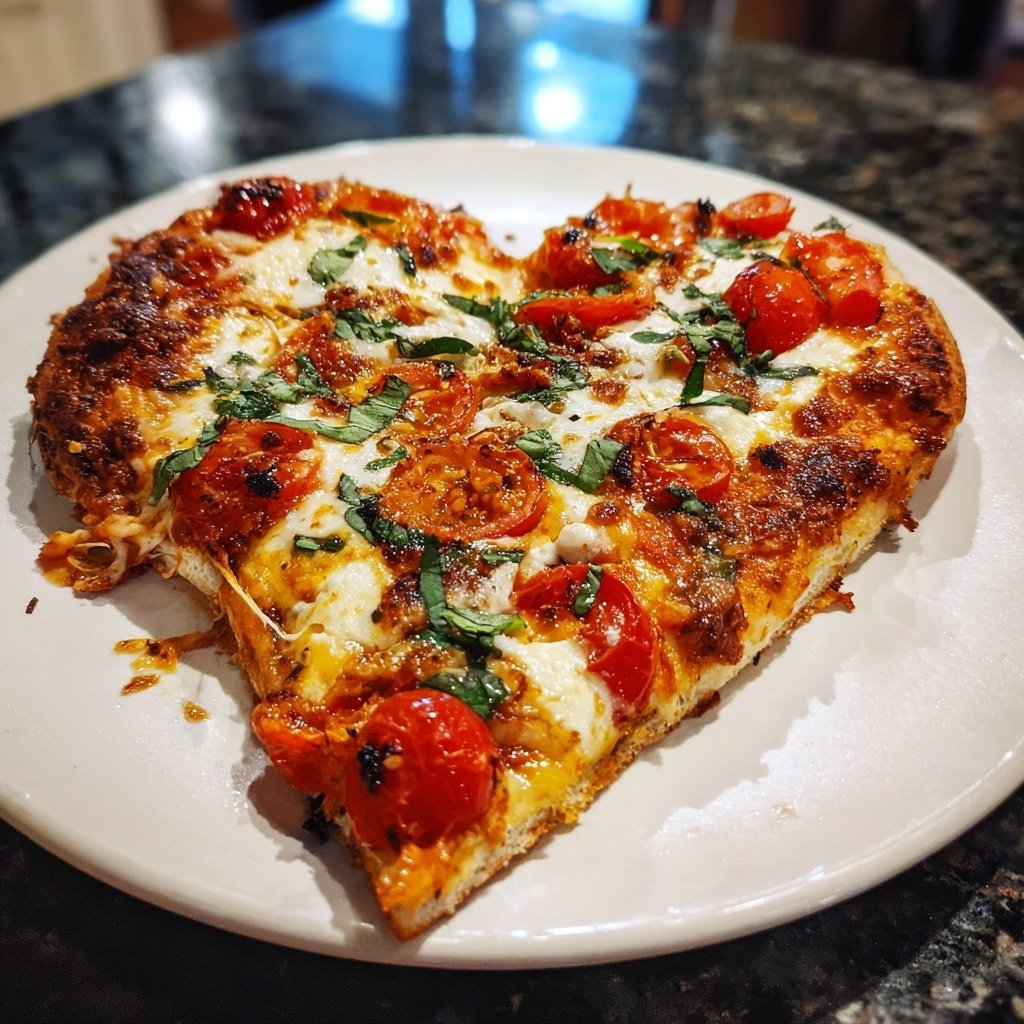 Heart-Shaped Pizza with Mozzarella